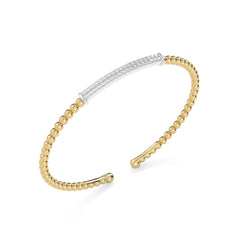 1/3 CT. Round Natural Diamond Beaded Cuff Bracelet