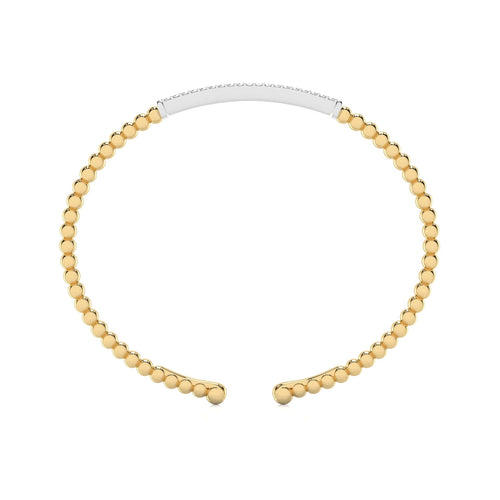 1/3 CT. Round Natural Diamond Beaded Cuff Bracelet