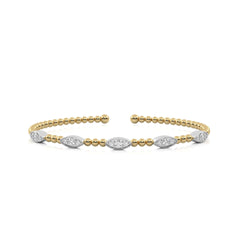 1/2 CT. Marquise Shape Round Studded Natural Diamond Bujukan Cuff Bracelets
