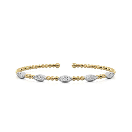 1/2 CT. Marquise Shape Round Studded Natural Diamond Bujukan Cuff Bracelets