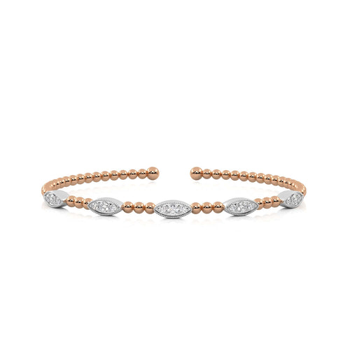 1/2 CT. Marquise Shape Round Studded Natural Diamond Bujukan Cuff Bracelets