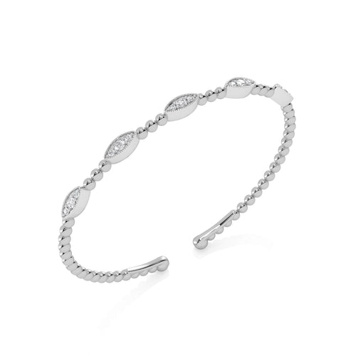 1/2 CT. Marquise Shape Round Studded Natural Diamond Bujukan Cuff Bracelets
