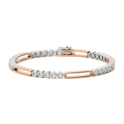 1 CT. Radiant Brilliance Natural Diamond Studded Gold Tennis Bracelet with Clasp Lock