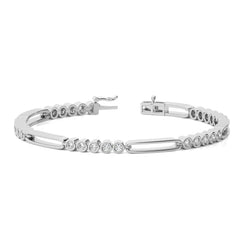 1 CT. Radiant Brilliance Natural Diamond Studded Gold Tennis Bracelet with Clasp Lock