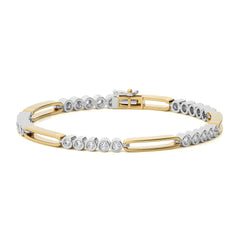 1 CT. Radiant Brilliance Natural Diamond Studded Gold Tennis Bracelet with Clasp Lock