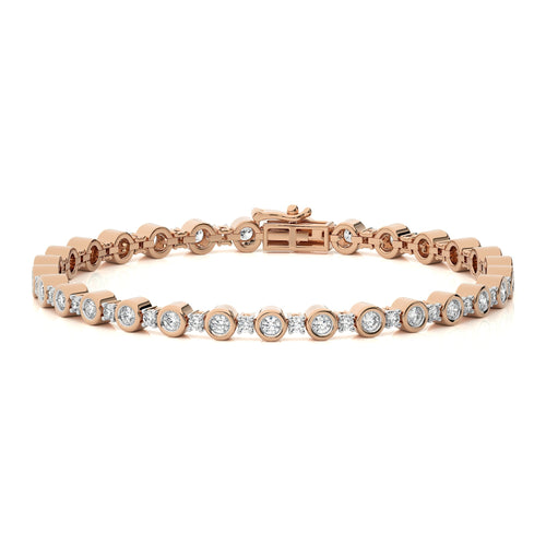 2 CT. Galactic Grace Eco-Friendly Natural Diamonds Studded  Bazel Set  Gold Tennis Bracelet with Clasp Lock