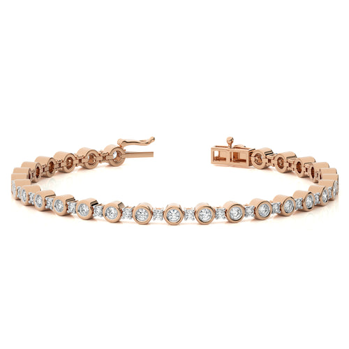 2 CT. Galactic Grace Eco-Friendly Natural Diamonds Studded  Bazel Set  Gold Tennis Bracelet with Clasp Lock