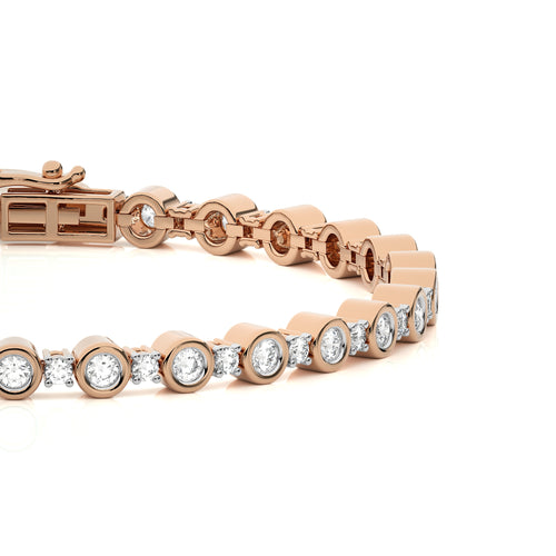 2 CT. Galactic Grace Eco-Friendly Natural Diamonds Studded  Bazel Set  Gold Tennis Bracelet with Clasp Lock