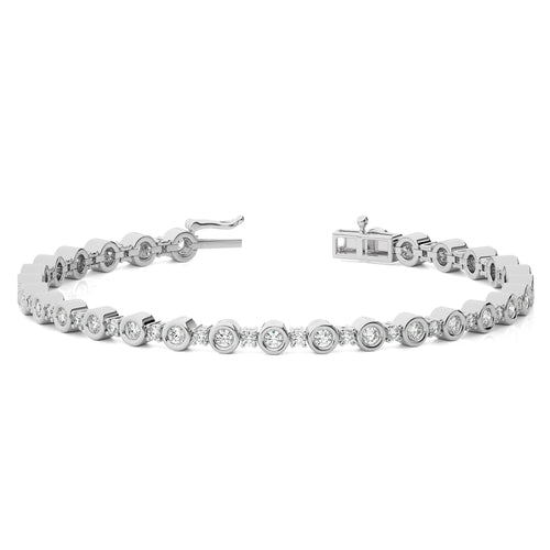 2 CT. Galactic Grace Eco-Friendly Natural Diamonds Studded  Bazel Set  Gold Tennis Bracelet with Clasp Lock