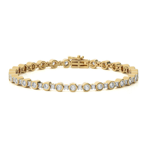 2 CT. Galactic Grace Eco-Friendly Natural Diamonds Studded  Bazel Set  Gold Tennis Bracelet with Clasp Lock