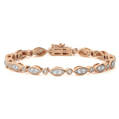 2 CT. Timeless Voyage Sustainable Natural Diamonds Studded Boat ShapeMotifs Design Linked  Gold Tennis Bracelet with Clasp Lock