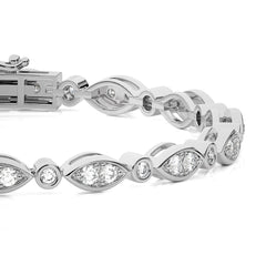 2 CT. Timeless Voyage Sustainable Natural Diamonds Studded Boat ShapeMotifs Design Linked  Gold Tennis Bracelet with Clasp Lock