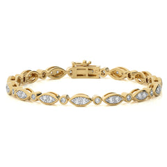 2 CT. Timeless Voyage Sustainable Natural Diamonds Studded Boat ShapeMotifs Design Linked  Gold Tennis Bracelet with Clasp Lock