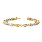 Timeless Voyage Sustainable Natural Diamonds Studded Boat ShapeMotifs Design Linked  Gold Tennis Bracelet with Clasp Lock