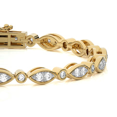 2 CT. Timeless Voyage Sustainable Natural Diamonds Studded Boat ShapeMotifs Design Linked  Gold Tennis Bracelet with Clasp Lock