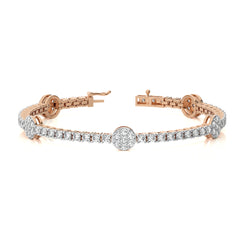 5 CT. Eternal Sparkle Ethical Natural Diamonds Studded Round Gold Motifs Linked Station/Tennis Bracelet with Clasp Lock