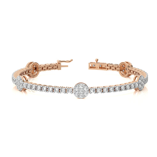 5 CT. Eternal Sparkle Ethical Natural Diamonds Studded Round Gold Motifs Linked Station/Tennis Bracelet with Clasp Lock