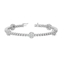 5 CT. Eternal Sparkle Ethical Natural Diamonds Studded Round Gold Motifs Linked Station/Tennis Bracelet with Clasp Lock