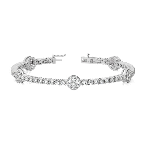 5 CT. Eternal Sparkle Ethical Natural Diamonds Studded Round Gold Motifs Linked Station/Tennis Bracelet with Clasp Lock
