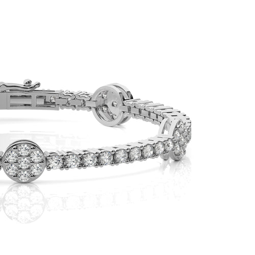 5 CT. Eternal Sparkle Ethical Natural Diamonds Studded Round Gold Motifs Linked Station/Tennis Bracelet with Clasp Lock