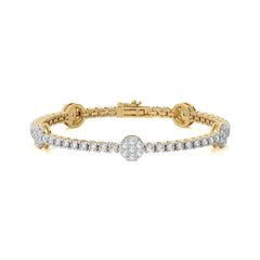 5 CT. Eternal Sparkle Ethical Natural Diamonds Studded Round Gold Motifs Linked Station/Tennis Bracelet with Clasp Lock