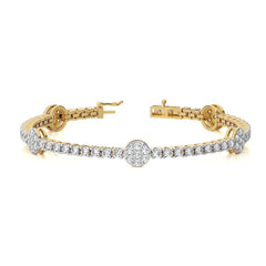 5 CT. Eternal Sparkle Ethical Natural Diamonds Studded Round Gold Motifs Linked Station/Tennis Bracelet with Clasp Lock