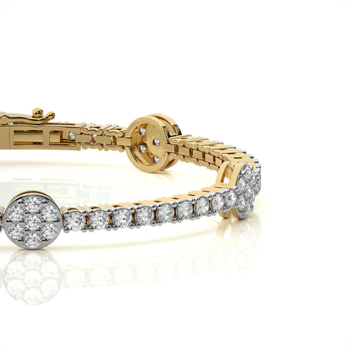 5 CT. Eternal Sparkle Ethical Natural Diamonds Studded Round Gold Motifs Linked Station/Tennis Bracelet with Clasp Lock