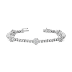 4 CT. Jewels of Tomorrow Sustainable Natural Diamonds Studded Round  Motifs Linked Gold Station/Tennis Bracelet with Clasp Lock
