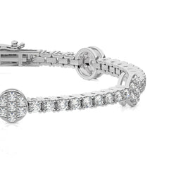 4 CT. Jewels of Tomorrow Sustainable Natural Diamonds Studded Round  Motifs Linked Gold Station/Tennis Bracelet with Clasp Lock