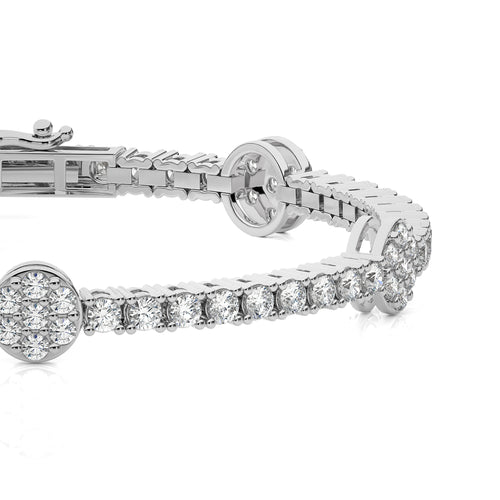 4 CT. Jewels of Tomorrow Sustainable Natural Diamonds Studded Round  Motifs Linked Gold Station/Tennis Bracelet with Clasp Lock