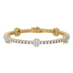 4 CT. Jewels of Tomorrow Sustainable Natural Diamonds Studded Round  Motifs Linked Gold Station/Tennis Bracelet with Clasp Lock