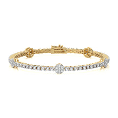 3 CT. Captivating Cosmos Luster Sustainable Natural Diamonds Studded Round Motifs Linked Gold Station/Tennis Bracelet with Clasp Lock