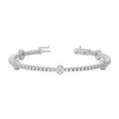 3 CT. Heirloom Glow Eco-Friendly Natural Diamonds Studded Cushion Shaped Motifs Linked Gold Station/Tennis Bracelet with Clasp Lock