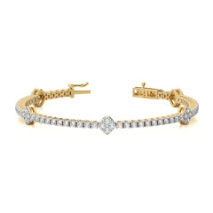 3 CT. Heirloom Glow Eco-Friendly Natural Diamonds Studded Cushion Shaped Motifs Linked Gold Station/Tennis Bracelet with Clasp Lock