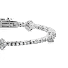 2 CT. Sculpted Splendor Eco-Friendly Natural Diamonds Studded Cushion Shaped Motifs Linked Gold Station/Tennis Bracelet with Clasp Lock