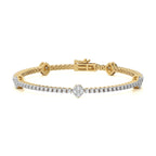 2 CT. Sculpted Splendor Eco-Friendly Natural Diamonds Studded Cushion Shaped Motifs Linked Gold Station/Tennis Bracelet with Clasp Lock