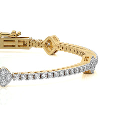 2 CT. Sculpted Splendor Eco-Friendly Natural Diamonds Studded Cushion Shaped Motifs Linked Gold Station/Tennis Bracelet with Clasp Lock
