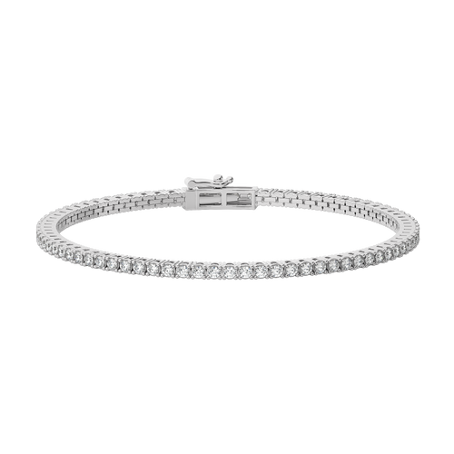 3 CT. Stardust Sparkle Natural Diamonds Studded Classic Gold Tennis Bracelet with Clasp Lock