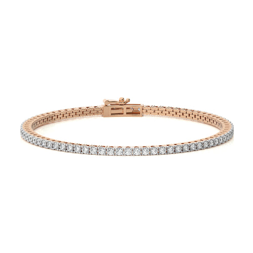 3 CT. Stardust Sparkle Natural Diamonds Studded Classic Gold Tennis Bracelet with Clasp Lock