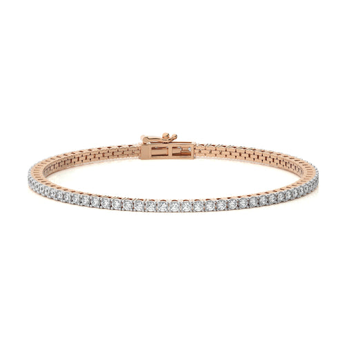3 CT. Stardust Sparkle Natural Diamonds Studded Classic Gold Tennis Bracelet with Clasp Lock