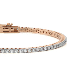 3 CT. Stardust Sparkle Natural Diamonds Studded Classic Gold Tennis Bracelet with Clasp Lock