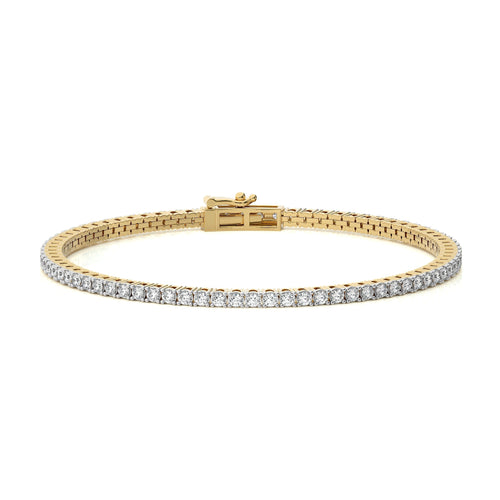3 CT. Stardust Sparkle Natural Diamonds Studded Classic Gold Tennis Bracelet with Clasp Lock