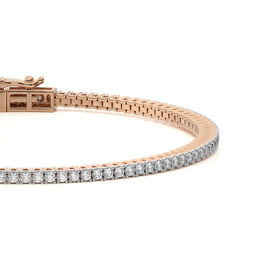 2 CT. Modern Majesty Dazzling Natural Diamonds Studded Classic  Gold Tennis Bracelet with Clasp Lock