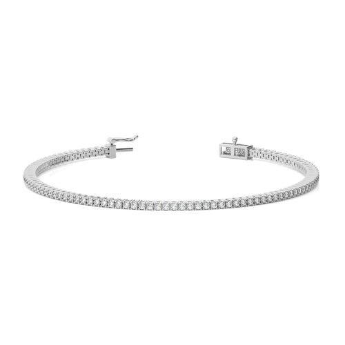 2 CT. Modern Majesty Dazzling Lab Grown Diamonds Studded Classic Tennis Bracelet with Clasp Lock in 925 Sterling Silver Size 7 Inch