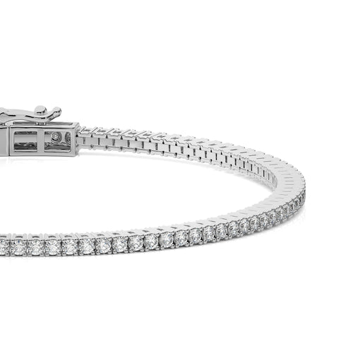 2 CT. Modern Majesty Dazzling Lab Grown Diamonds Studded Classic Tennis Bracelet with Clasp Lock in 925 Sterling Silver Size 7 Inch