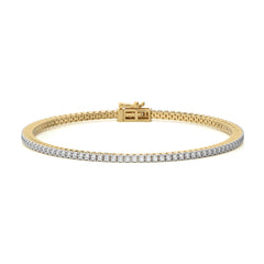 2 CT. Modern Majesty Dazzling Natural Diamonds Studded Classic  Gold Tennis Bracelet with Clasp Lock