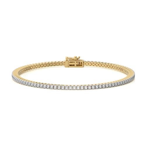 2 CT. Modern Majesty Dazzling Natural Diamonds Studded Classic  Gold Tennis Bracelet with Clasp Lock
