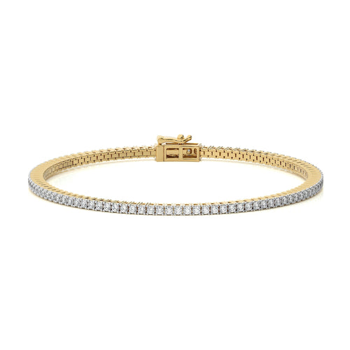 2 CT. Modern Majesty Dazzling Natural Diamonds Studded Classic  Gold Tennis Bracelet with Clasp Lock