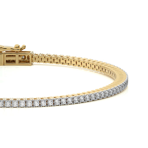 2 CT. Modern Majesty Dazzling Natural Diamonds Studded Classic  Gold Tennis Bracelet with Clasp Lock