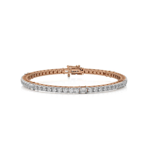 3 1/2 CT. Emerald and Round Lab Created Diamond Tennis Bracelet